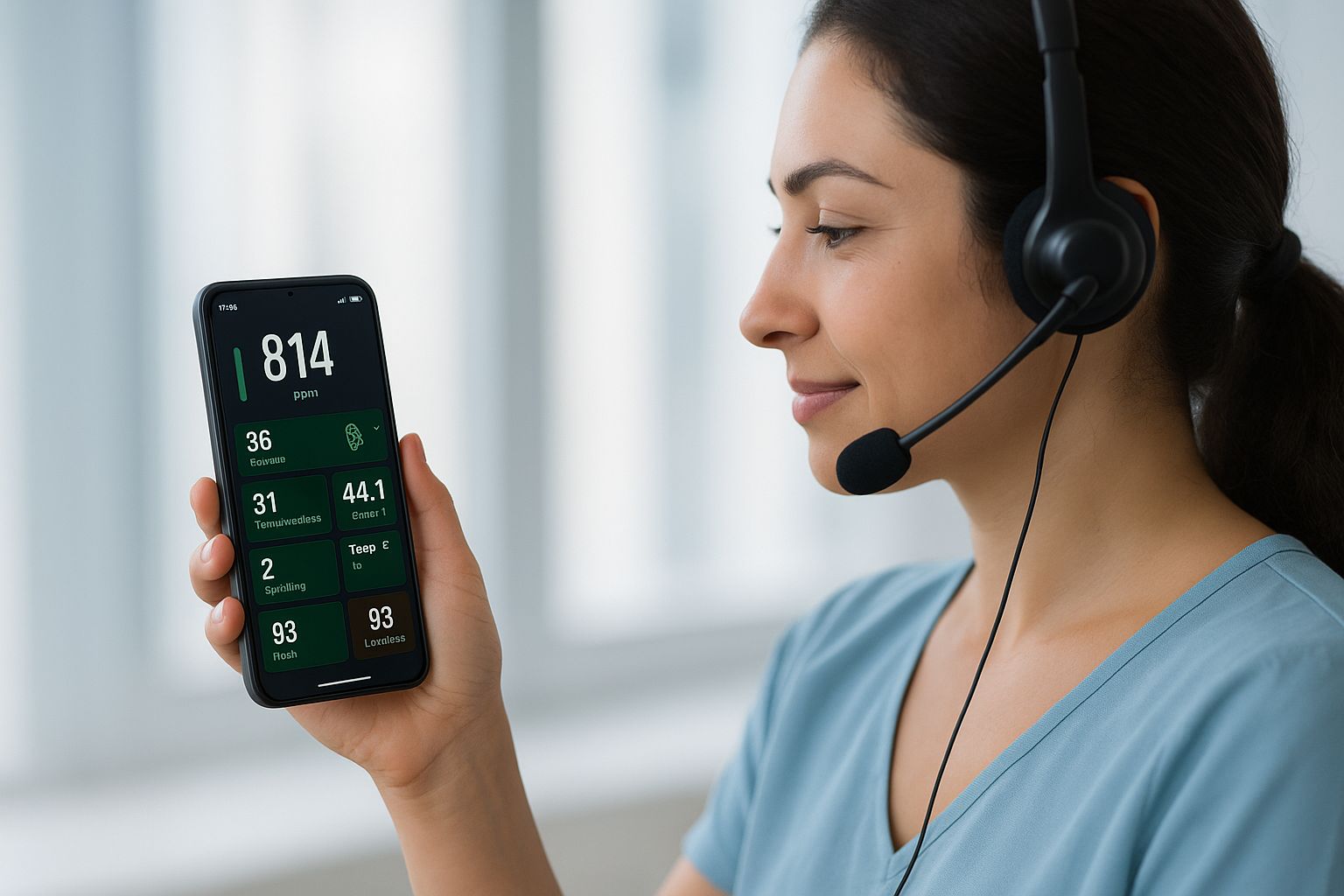 Mobilskärm som visar en app för övervakning av hårtransplantations-eftervård